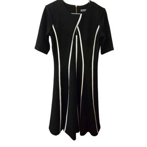 Danny & Nicole black dress with white accents, size 4, three season